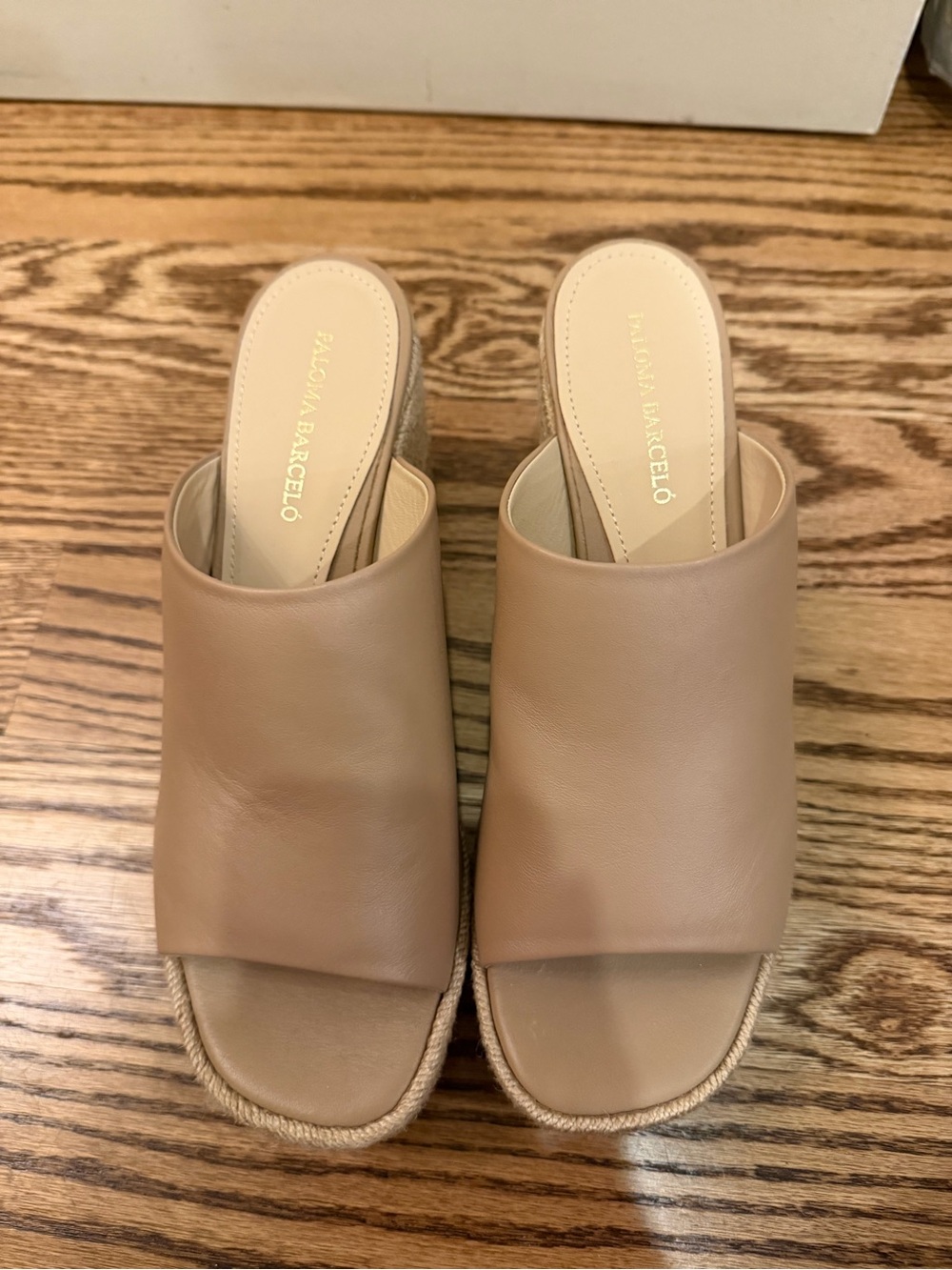 Paloma Barcelo Beige Leather Slide Mules